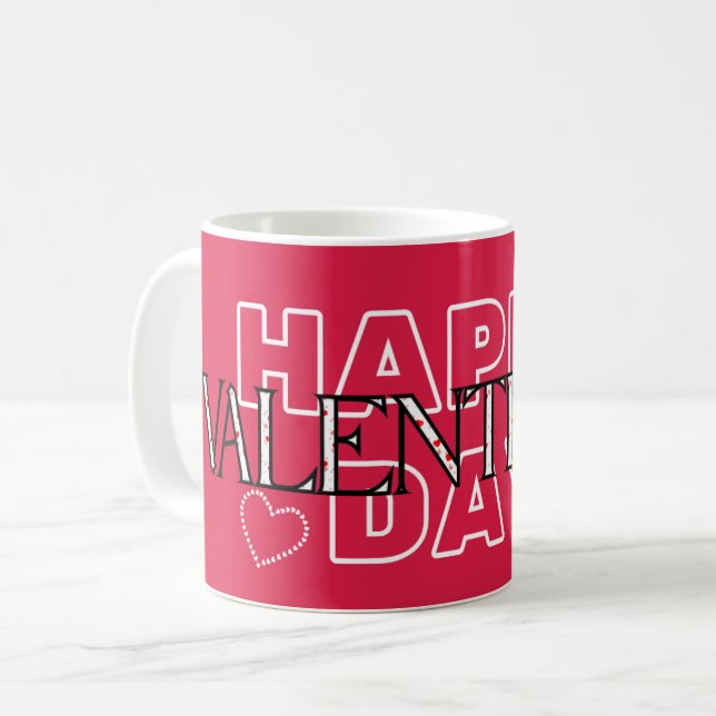 Caneca De Café Feliz Dia dos Namorados Moderno (Frente Esquerda)