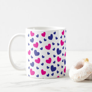 Caneca De Café Feliz Dia dos Namorados Padrão de Corações Azuis e