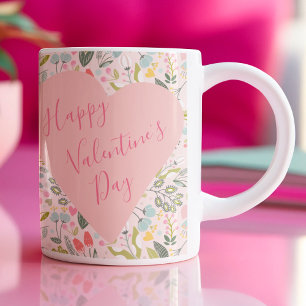 Caneca De Café Feliz Dia dos Namorados roteiro coração rosa fofo