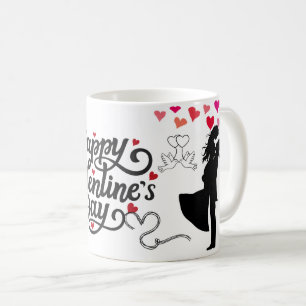 Caneca De Café Feliz Dia dos Namorados Silhueta Romântica