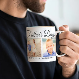 Caneca De Café Feliz Dia dos Pais Cinza Script Foto