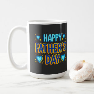 Caneca De Café Feliz Dia dos Pais Pulseira de Coração Azul e Dour