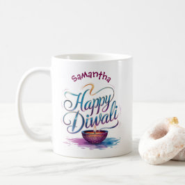 Caneca De Café Feliz Diwali personalizável branco
