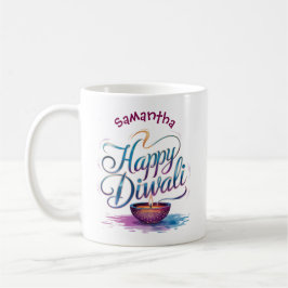 Caneca De Café Feliz Diwali personalizável branco