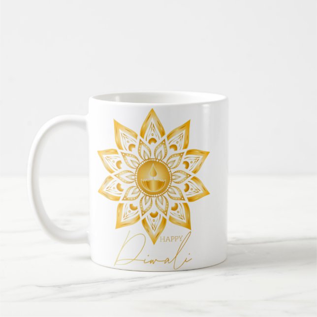 Caneca De Café Feliz Diwali Star Deepavali Festival das Luzes Gif (Esquerda)