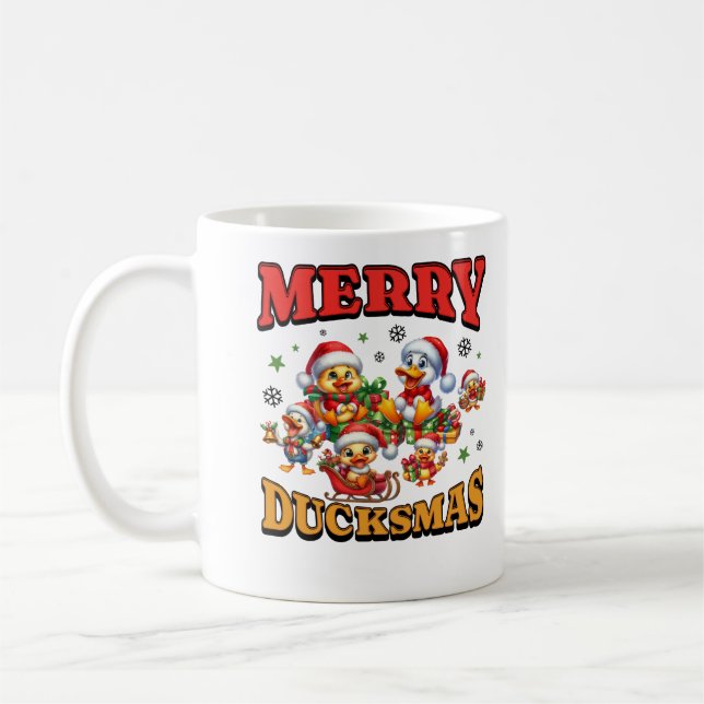 Caneca De Café Feliz Duckmas Pato de Natal Bonito ao Longo do Nat (Esquerda)
