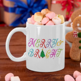 Caneca De Café Feliz e Árvore de Natal Colorida Festiva