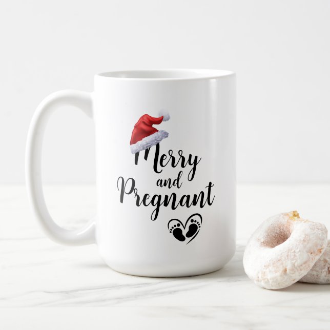 Caneca De Café Feliz e bebê grávida de Natal (Com Donut)