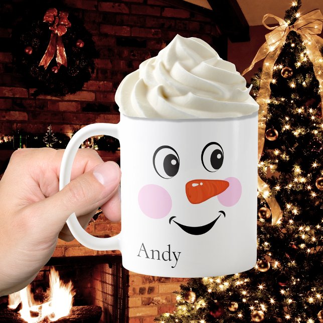 Caneca De Café Feliz e Bonito Sorridente Criança Snowman (Criador carregado)