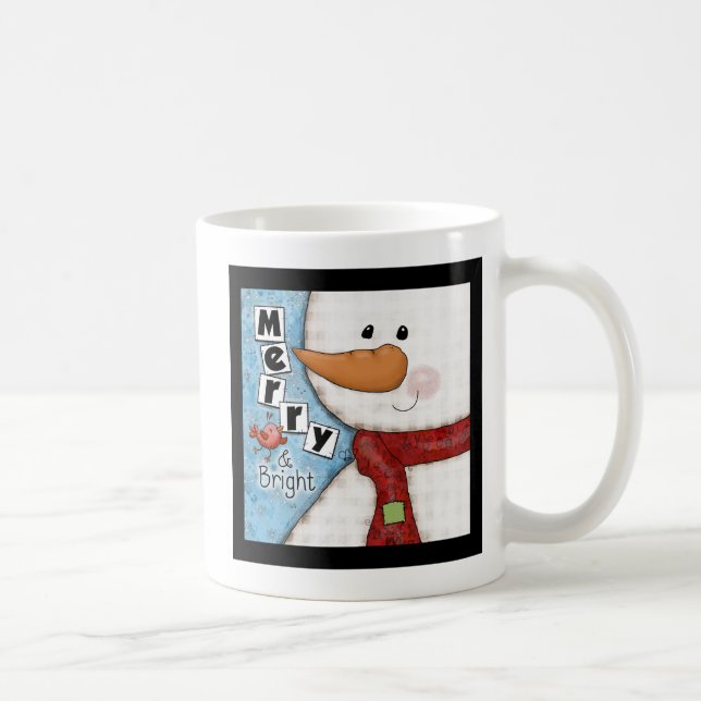 Caneca De Café Feliz e Bright Christmas Snowman e Red Bird (Direita)