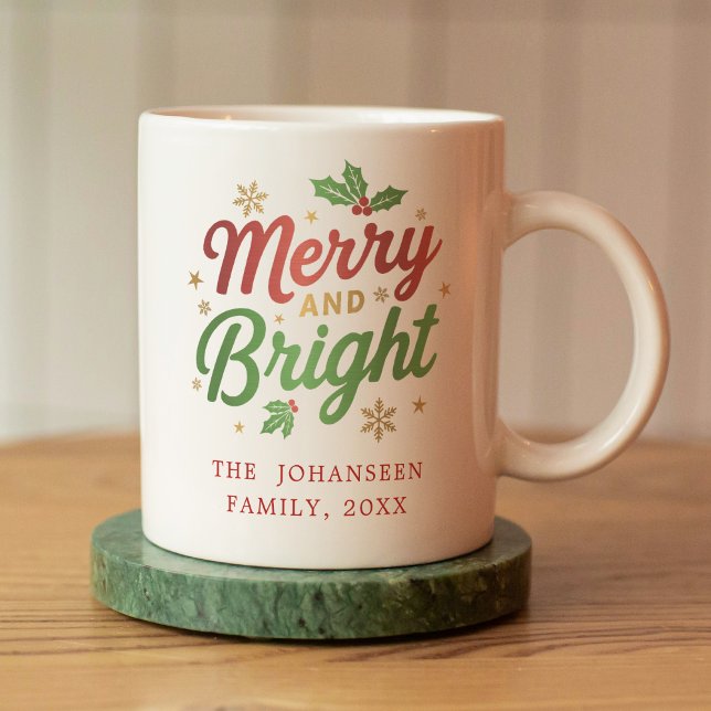 Caneca De Café Feliz e Bright Moderno Natal Simples (Criador carregado)