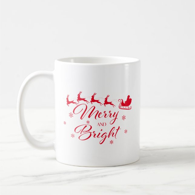Caneca De Café Feliz e brilho com Papais noeis e pulseira (Esquerda)