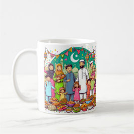 Caneca De Café Feliz Eid Família Divertida Comemoração Design