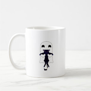 Caneca De Café Feliz Fantasma e Gata Negra Scraggly, 11 oz