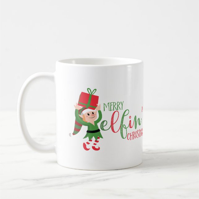Caneca De Café Feliz Feliz Elfin Natal (Esquerda)