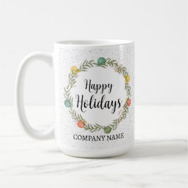 Caneca De Café Feliz Feriados Festivos Wreath Corporate Gift