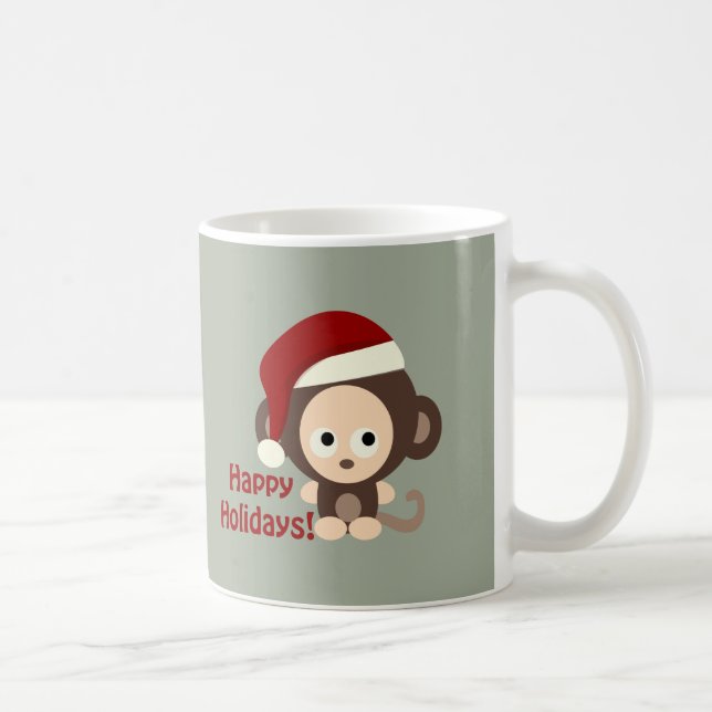 Caneca De Café Feliz Férias! Macaco-Bebê (Direita)