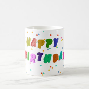 Caneca De Café Feliz Festa de Aniversário Colorida