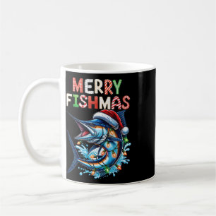 Caneca De Café Feliz Fishmas Papai Noel Amantes de Pesca Fun Luso