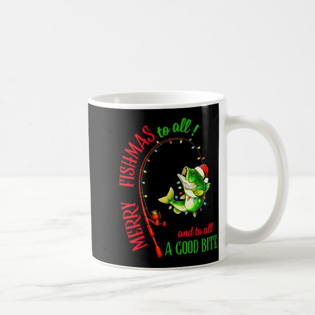 Caneca De Café Feliz Fishmas Para Todos Os Pescadores Divertidos  (Direita)