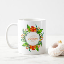 Caneca de café feliz floral tropical do dia das
