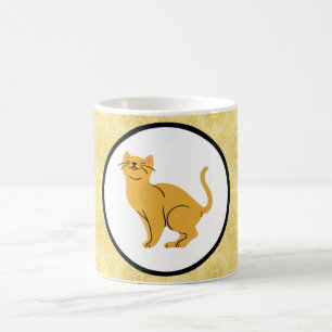 Caneca De Café Feliz gatinho gengibre em ouro