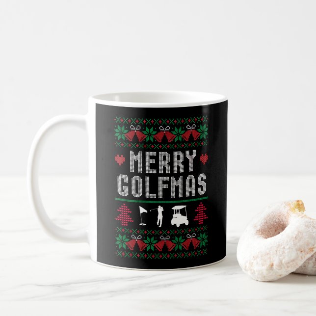 Caneca De Café Feliz Golfe Golfe Golfe Golfe no Natal Feio (Com Donut)