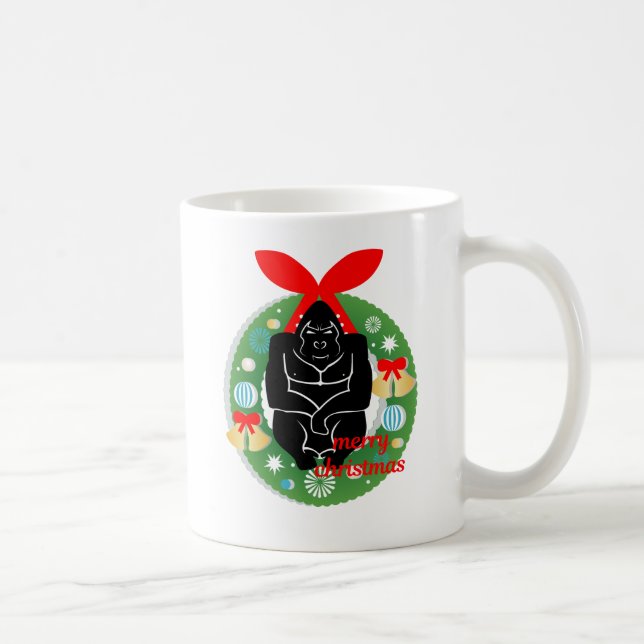 Caneca De Café Feliz gorila de natal (Direita)