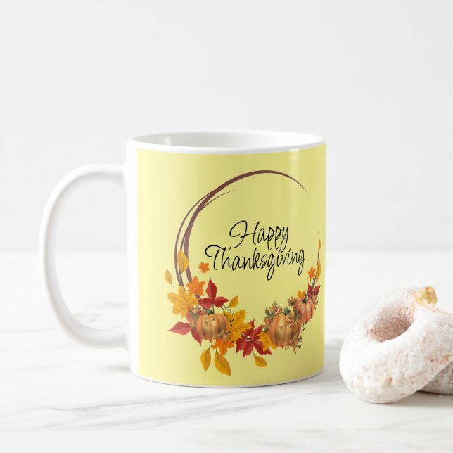 Caneca De Café FELIZ GRAÇAS À Queda Deixa Pumpkins Feriado (Com Donut)