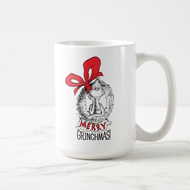 Caneca De Café Feliz Grinchmas Wreath (Direita)