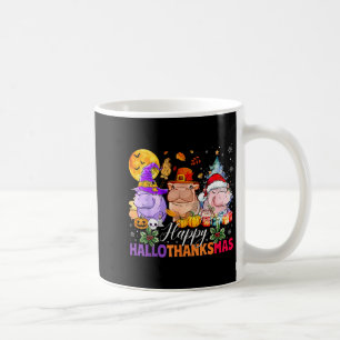 Caneca De Café Feliz Hallothanksmas Amante de Hipopótamo Dia das