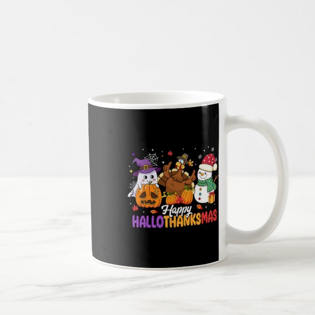 Caneca De Café Feliz Hallothanksmas Cute Ghost Halloween Thanksgi (Direita)