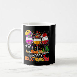 Caneca De Café Feliz Hallothanksmas Vinho Vidro Bruxa Noel Hat