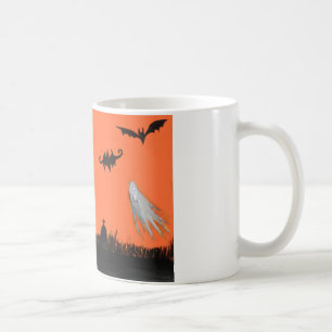 Caneca De Café Feliz Halloween Árvore Fantasma Bat White Mug