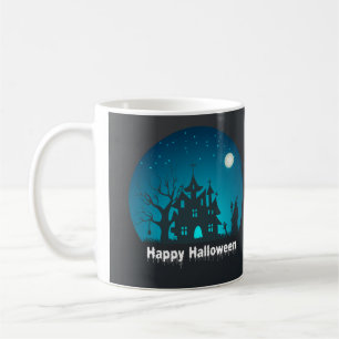 Caneca De Café Feliz Halloween Blue e Black Hauned House