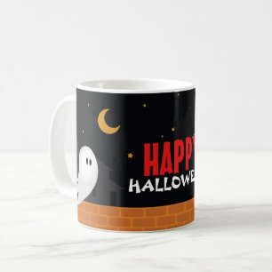 Caneca De Café Feliz halloween cidade fantasma de desenho animado