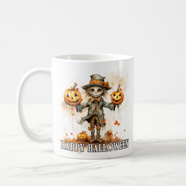 Caneca De Café Feliz Halloween | Espantalho no Outono (Esquerda)