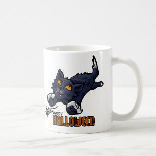 Caneca De Café Feliz Halloween, Gato e Rato