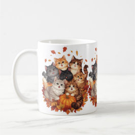 Caneca De Café Feliz Halloween Gatos e Abóboras 