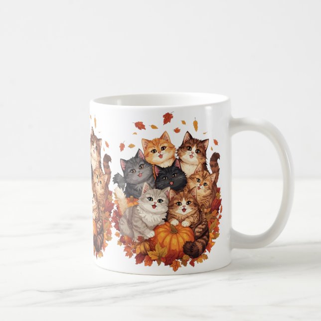 Caneca De Café Feliz Halloween Gatos e Abóboras  (Direita)