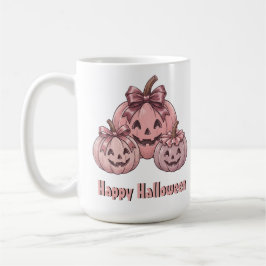 Caneca De Café Feliz Halloween Pinkoween Trio de Abóboras Vintage