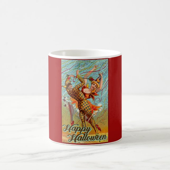 Caneca De Café Feliz Halloween Retro Poster (Centro)