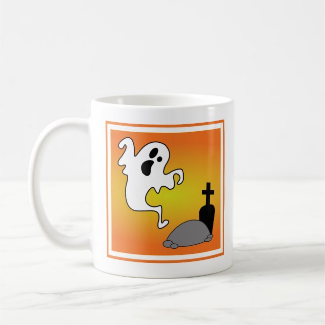 Caneca De Café Feliz Halloween Spookie, Fantasma Grave Graveyard (Esquerda)
