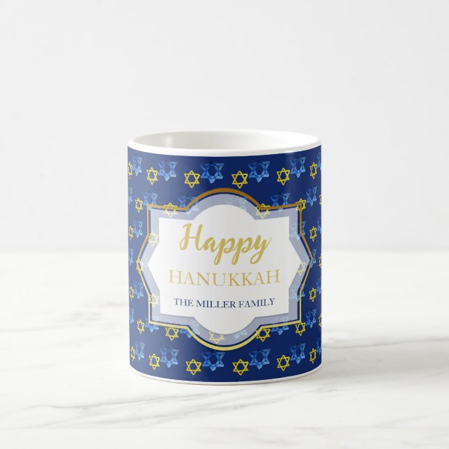 Caneca De Café Feliz Hanukkah Aquarela Estrelas de Davi (Centro)