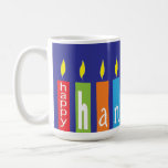 Caneca De Café Feliz Hanukkah Candles Mug<br><div class="desc">Feliz Hanukkah Candles Mug. Bright, animadamente iluminado, caneca de velas menorah, a tempo de dar seu presente Chanukah/Hanukkah. É sempre divertido enchê-lo com alguns sonhos favoritos, doces, gelados ou ... embrulhados em celofane e uma doce fita! Aproveite e feliz Chanukah/Hanukkah! Obrigados para parar e comprar. Seu negócio é muito apreciado!...</div>