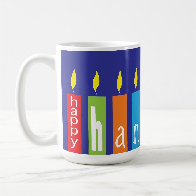 Caneca De Café Feliz Hanukkah Candles Mug (Esquerda)