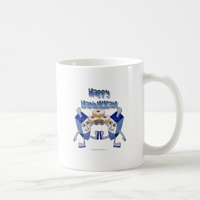 Caneca De Café Feliz Hanukkah Dançando Dreidels Jelly Doughnut (Direita)