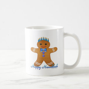 Caneca De Café Feliz Hanukkah Gingerbread Man Menorah