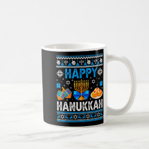 Caneca De Café Feliz Hanukkah Menorá Pião Chanuká Pijama Feio