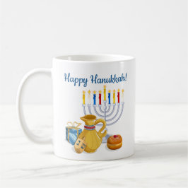 Caneca De Café Feliz Hanukkah Tradicional Chag Sameach Menorá